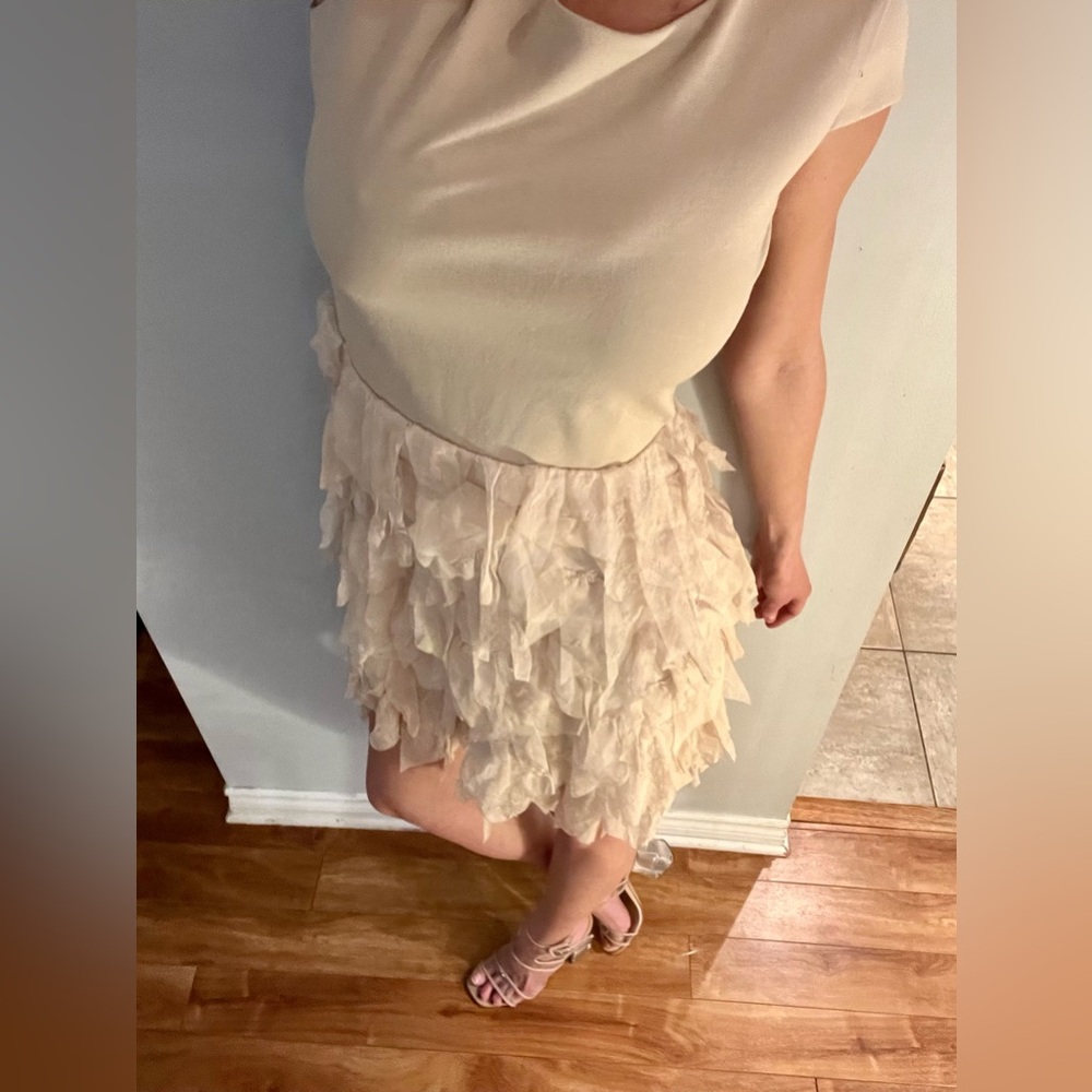 Jouvana London beige feathered dress (8)